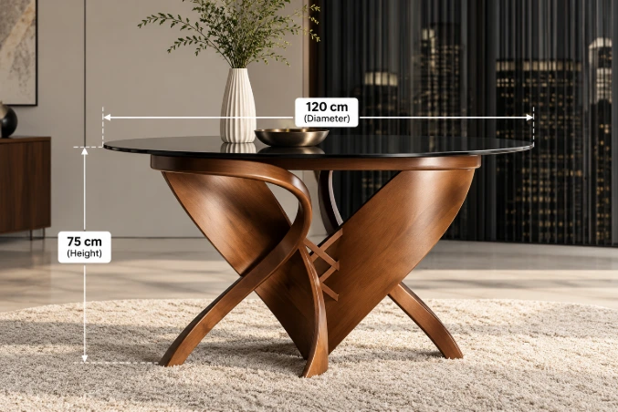 Modern Sculptural Table with Dimensions-compressed