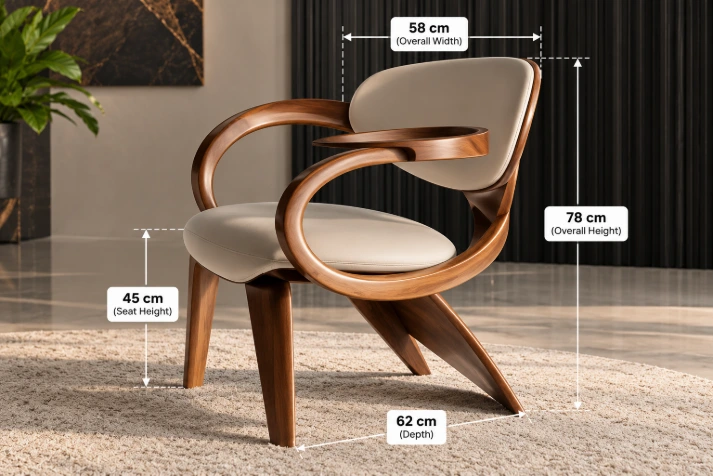 Modern Walnut Chair Dimensions in Showroom-compressed