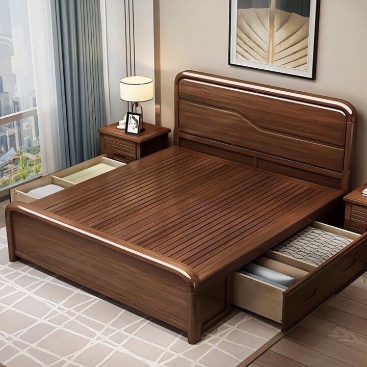 Orion Minimalist Walnut Cot Bed Sitting