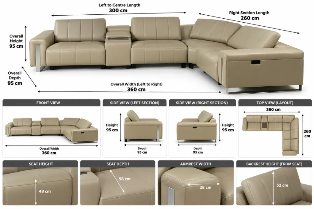 Beige Leather Sectional Sofa Dimensions Infographic-compressed
