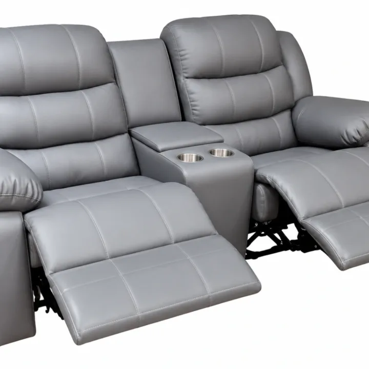 Dark Grey Full Euro Leather 2 Seater Recliner Sofa Couch