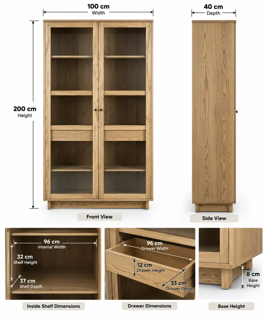 Oak Display Cabinet Dimensions