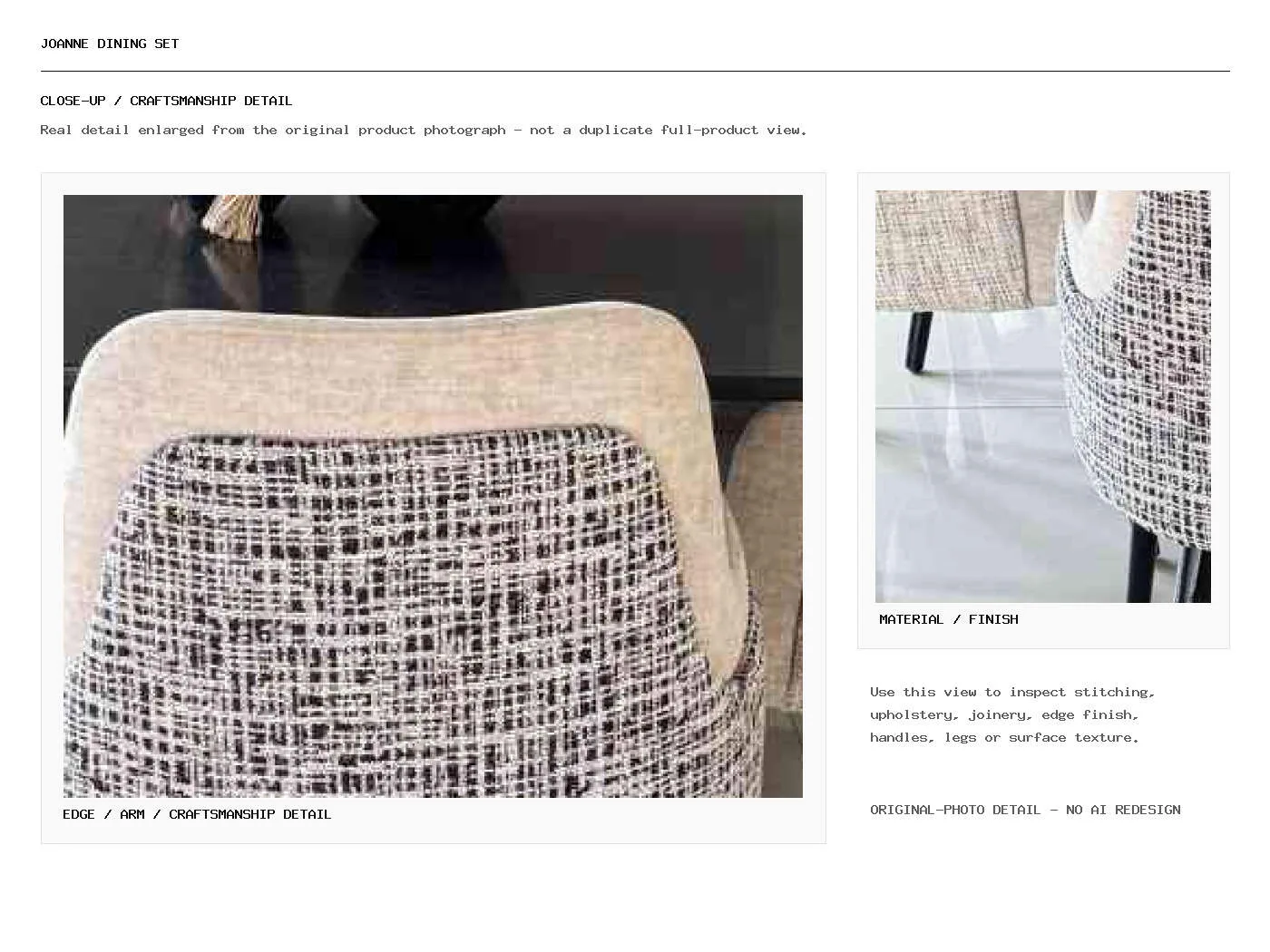 JOANNE Dining Set Closeup