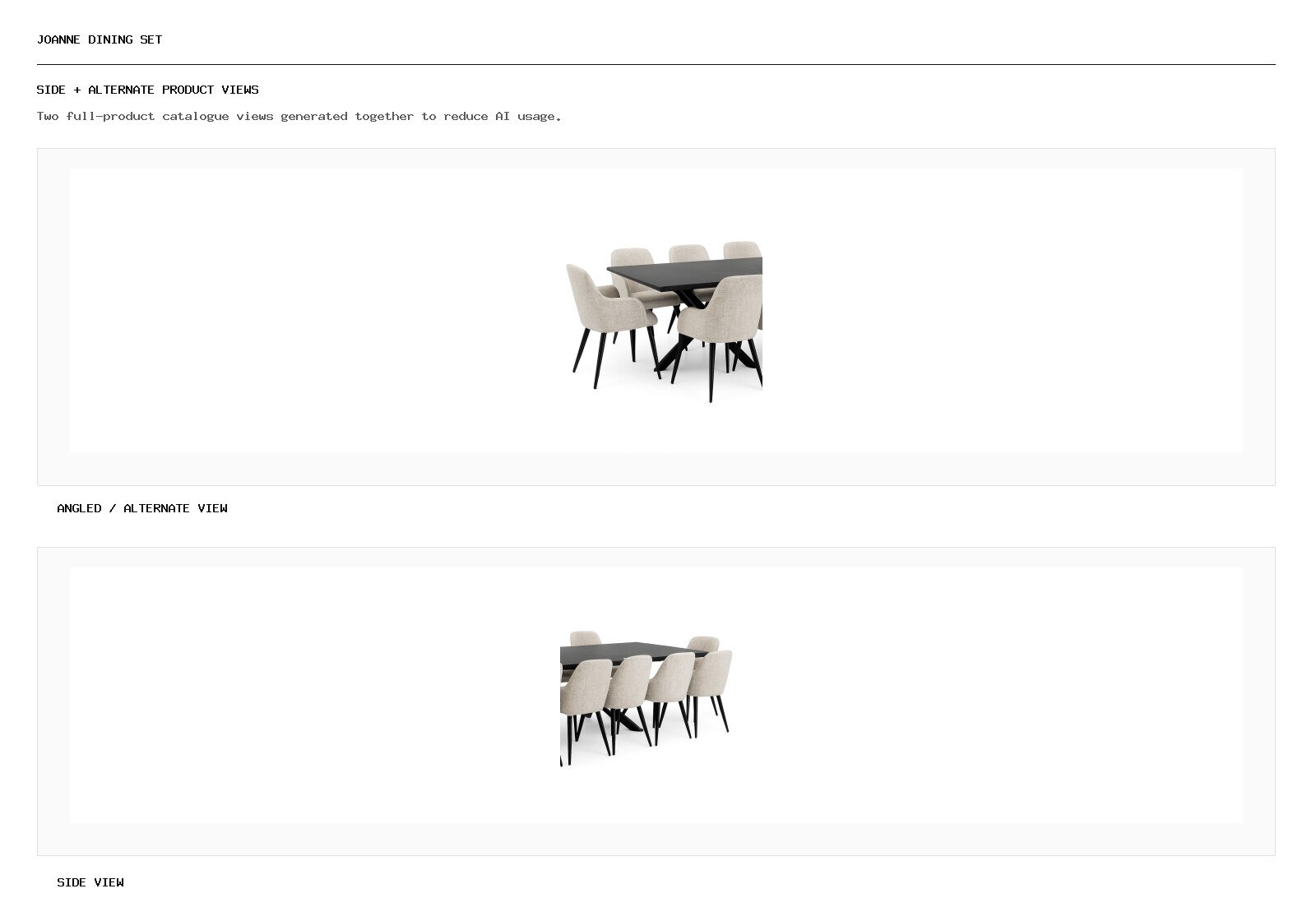 JOANNE Dining Set angled alternate and side product views