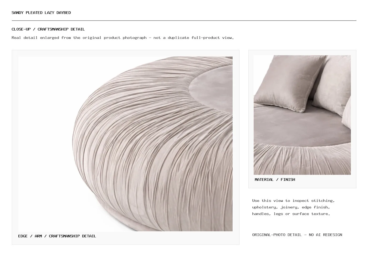 SANDY PLEATED LAZY DAYBED Closeup