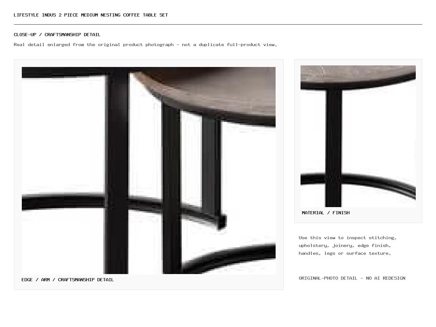 Lifestyle Indus 2 Piece Medium Nesting Coffee Table Set Closeup