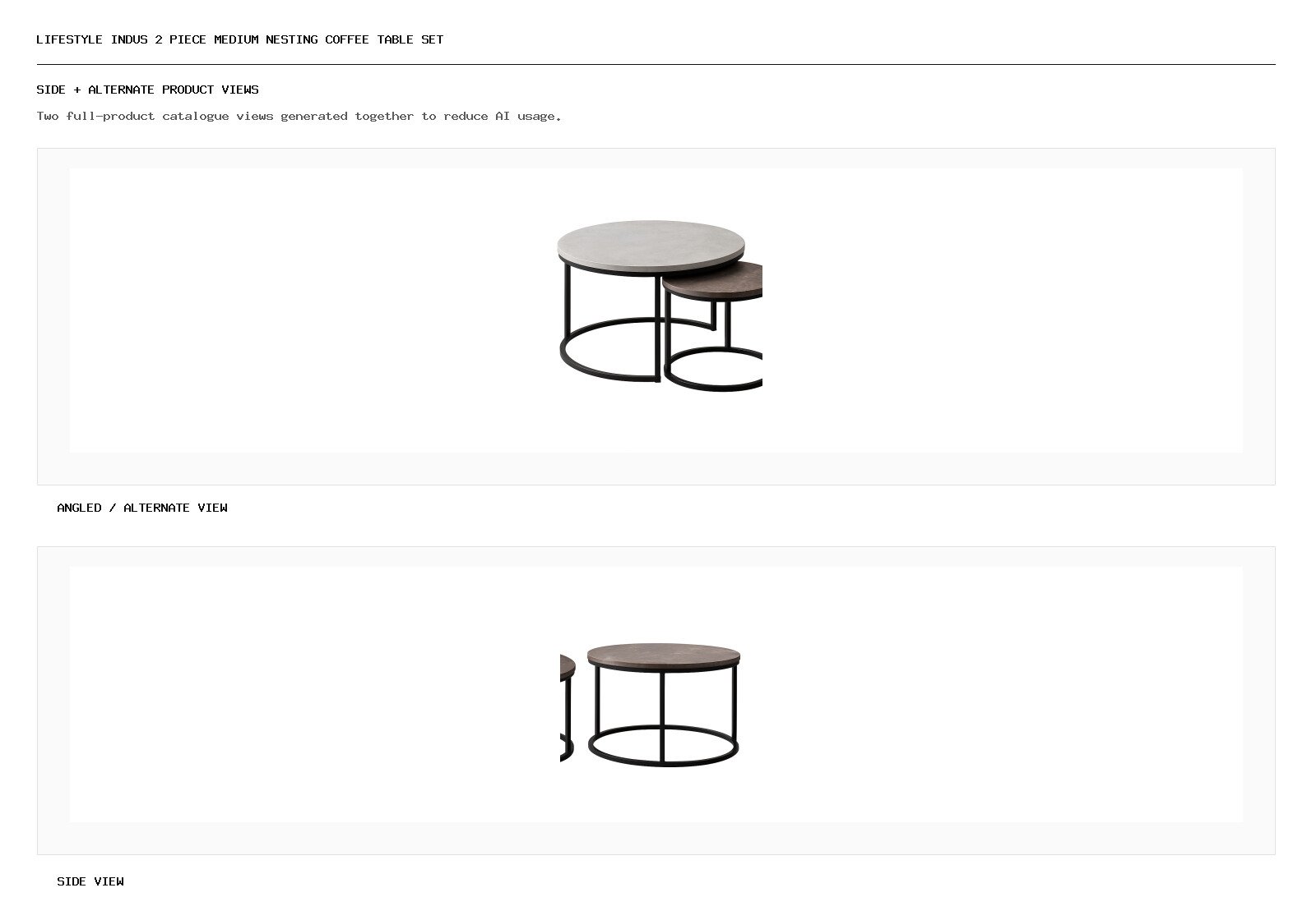 Lifestyle Indus 2 Piece Medium Nesting Coffee Table Set angled alternate and side product views