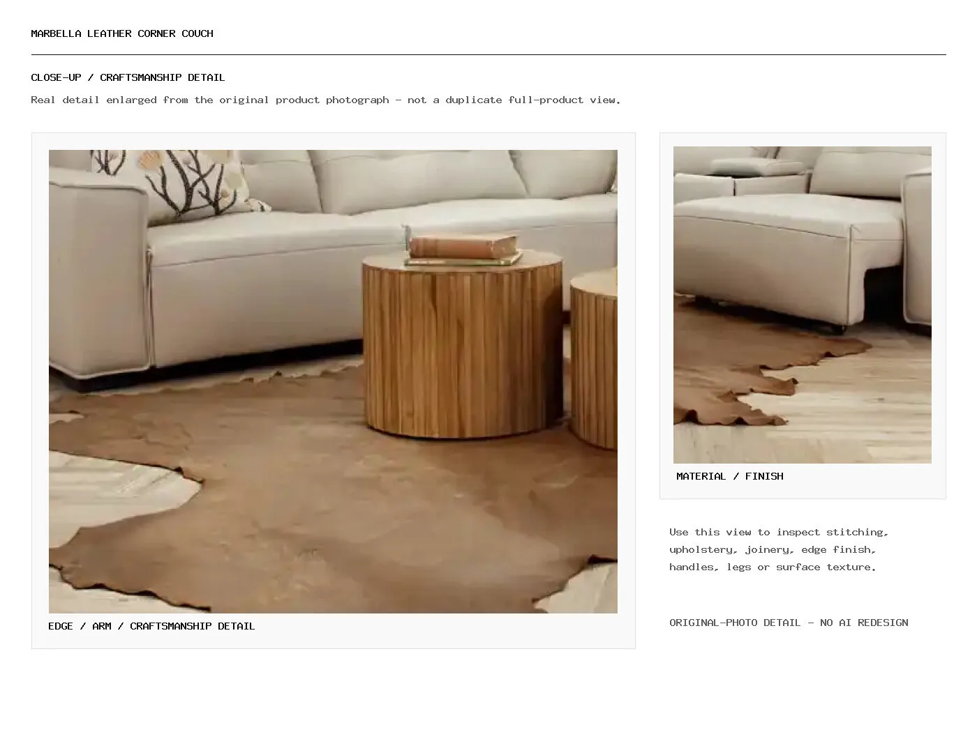 Marbella Leather Corner Couch Closeup