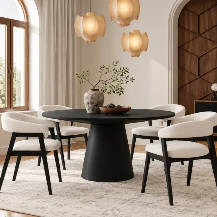 Noir Haven 6-Seater Round Dining Set