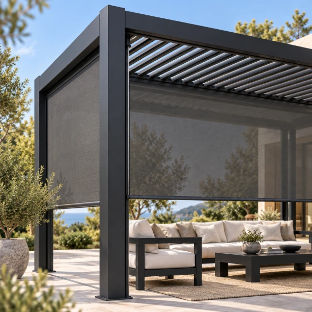 7m Outdoor Curtain for Pergola – Black - Image 2