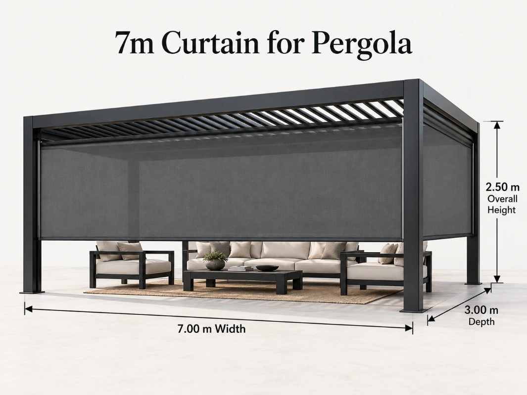 7m Outdoor Curtain for Pergola – Black - Image 5