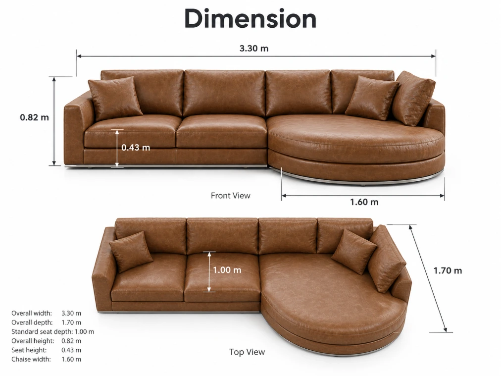 Milano Curved Chaise Sectional Sofa - Image 4