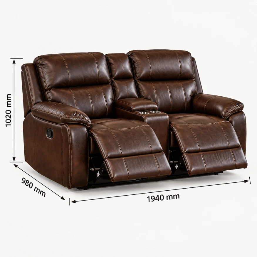 Monaco Luxury Recliner Lounge Suite – Corner Sofa, 2-Seater & Single Recliner – Dark Brown - Image 3