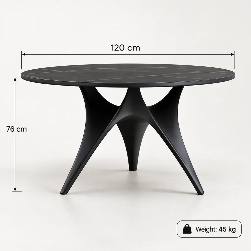 Modern Black Round Dining Table Specifications-compressed