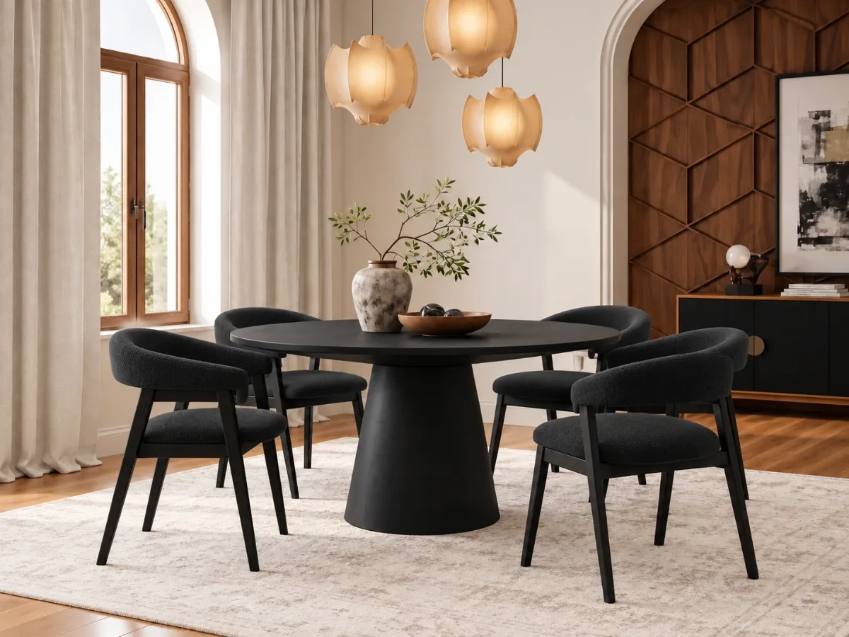 Noir Haven 6-Seater Round Dining Set - Image 2