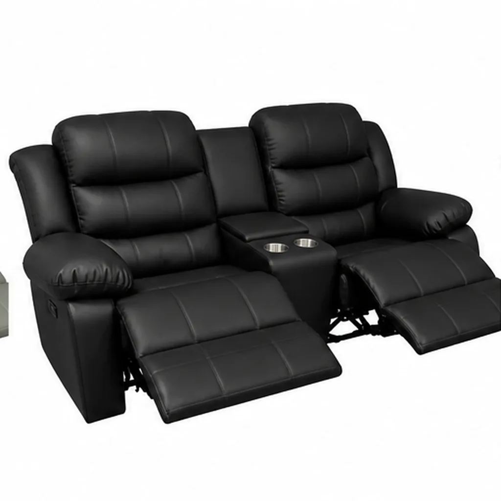 Dark Grey Full Euro Leather 2 Seater Recliner Sofa Couch - Black AI