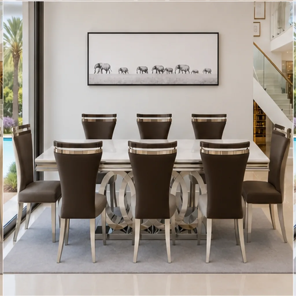 Monaco Royale 8-Seater Luxury Dining Set - Dark Brown AI