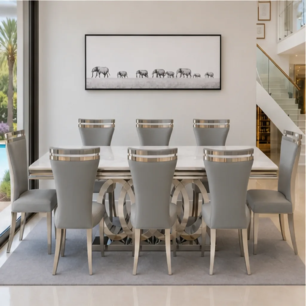 Monaco Royale 8-Seater Luxury Dining Set - Grey AI