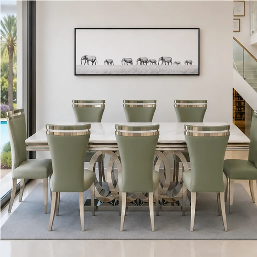 Monaco Royale 8-Seater Luxury Dining Set - Sage Green AI