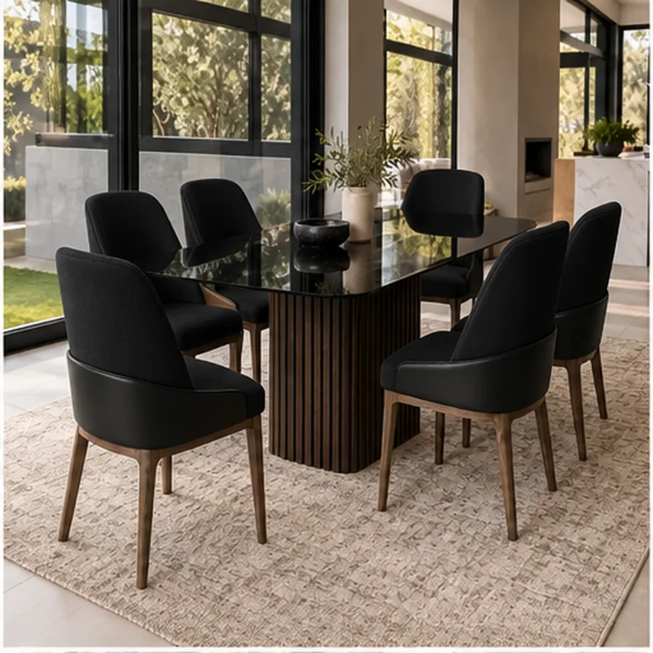 Nokwazi 6 Seater Dining Set - Black AI
