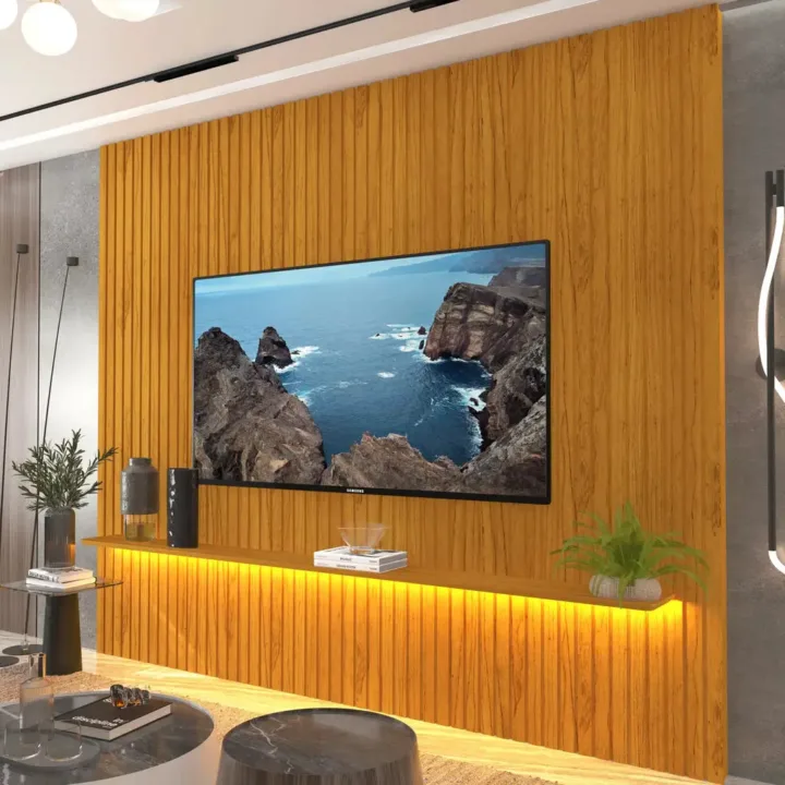 Nobre Premium Modern Full-Wall Slatted Plasma Stand