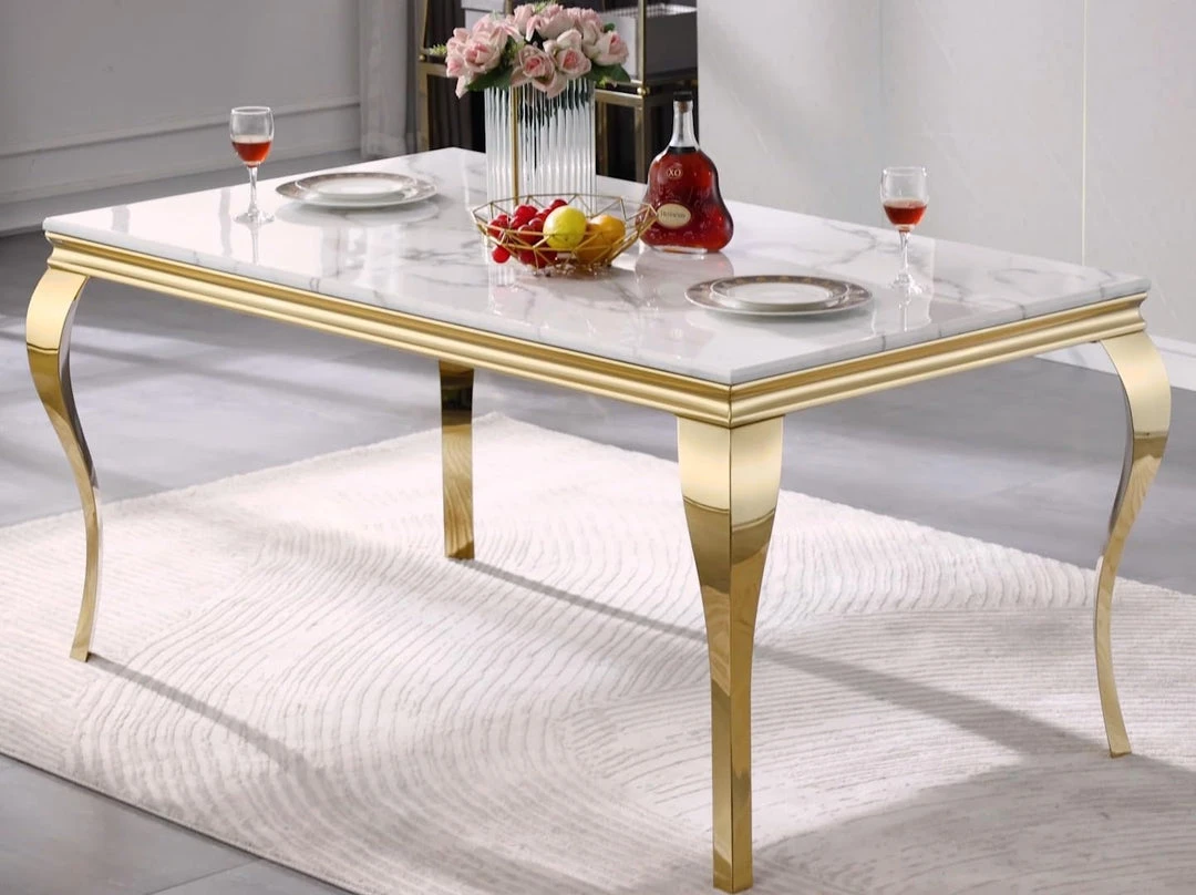 Falecia White And Gold Dining Table