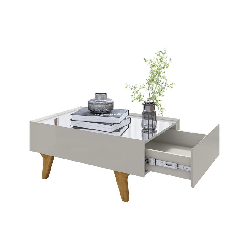 Centro Sena Off-White Wood Coffee Table with Drawer