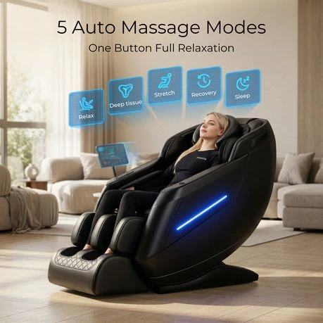 ITOUCH AI Full Body Massage Chair, Voice Control, Zero Gravity, Bluetooth - Shadow Black