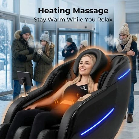 ITOUCH AI Full Body Massage Chair, Voice Control, Zero Gravity, Bluetooth - Shadow Black