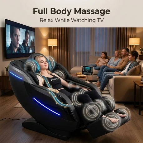 ITOUCH AI Full Body Massage Chair, Voice Control, Zero Gravity, Bluetooth - Shadow Black