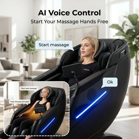 ITOUCH AI Full Body Massage Chair, Voice Control, Zero Gravity, Bluetooth - Shadow Black