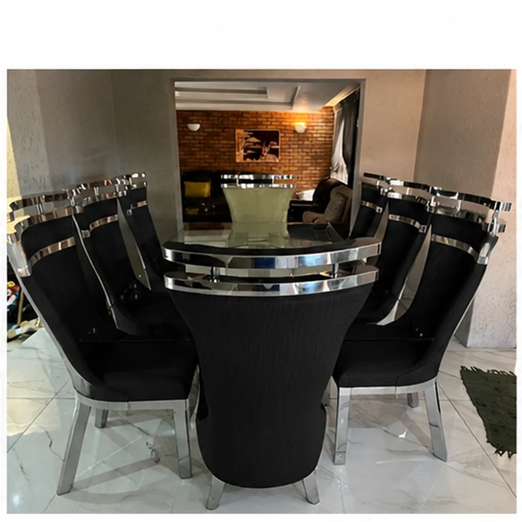 8-Seater Stainless Steel Dining Room Suite - Black AI