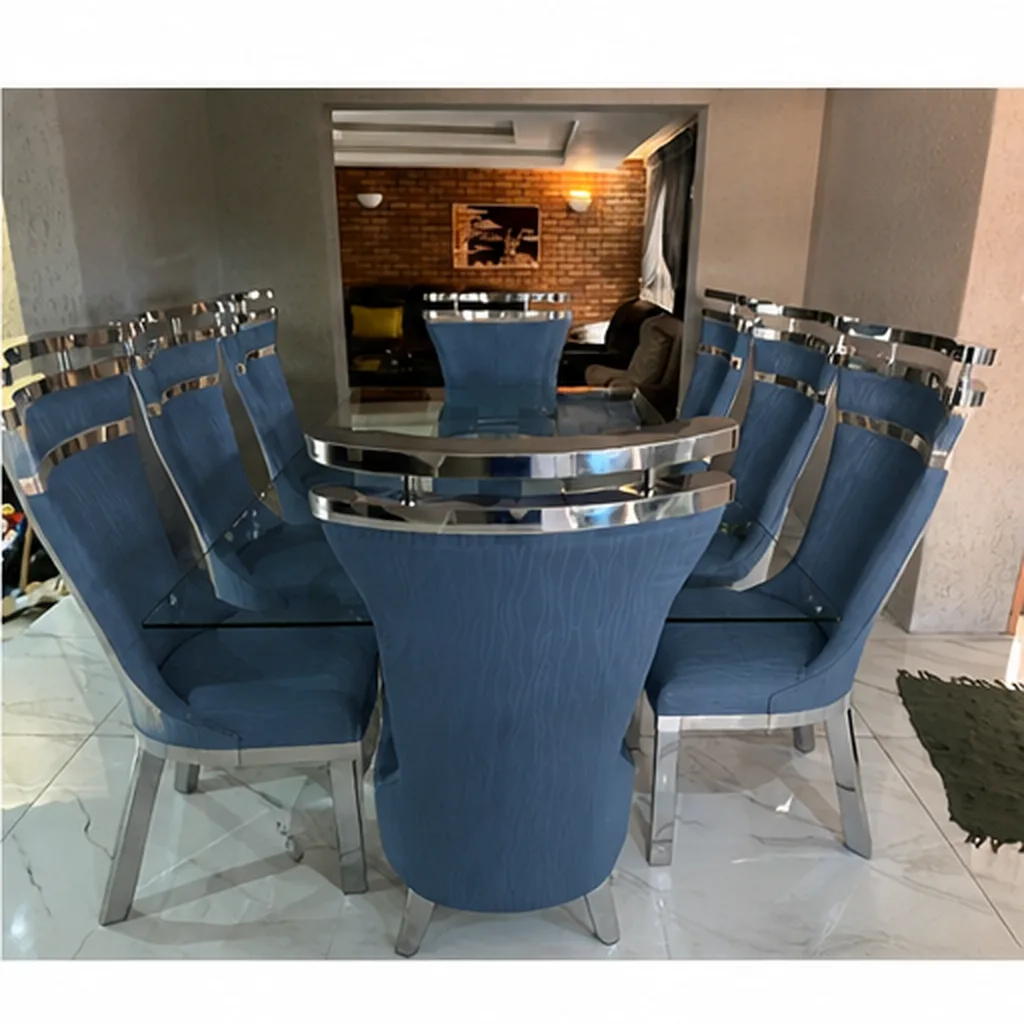 8-Seater Stainless Steel Dining Room Suite - Blue AI