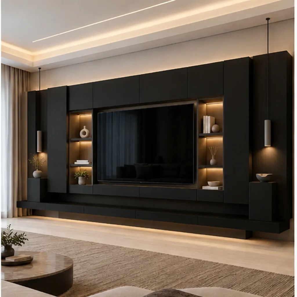 Aurelia Grand TV Wall Console & Entertainment Unit - Black AI