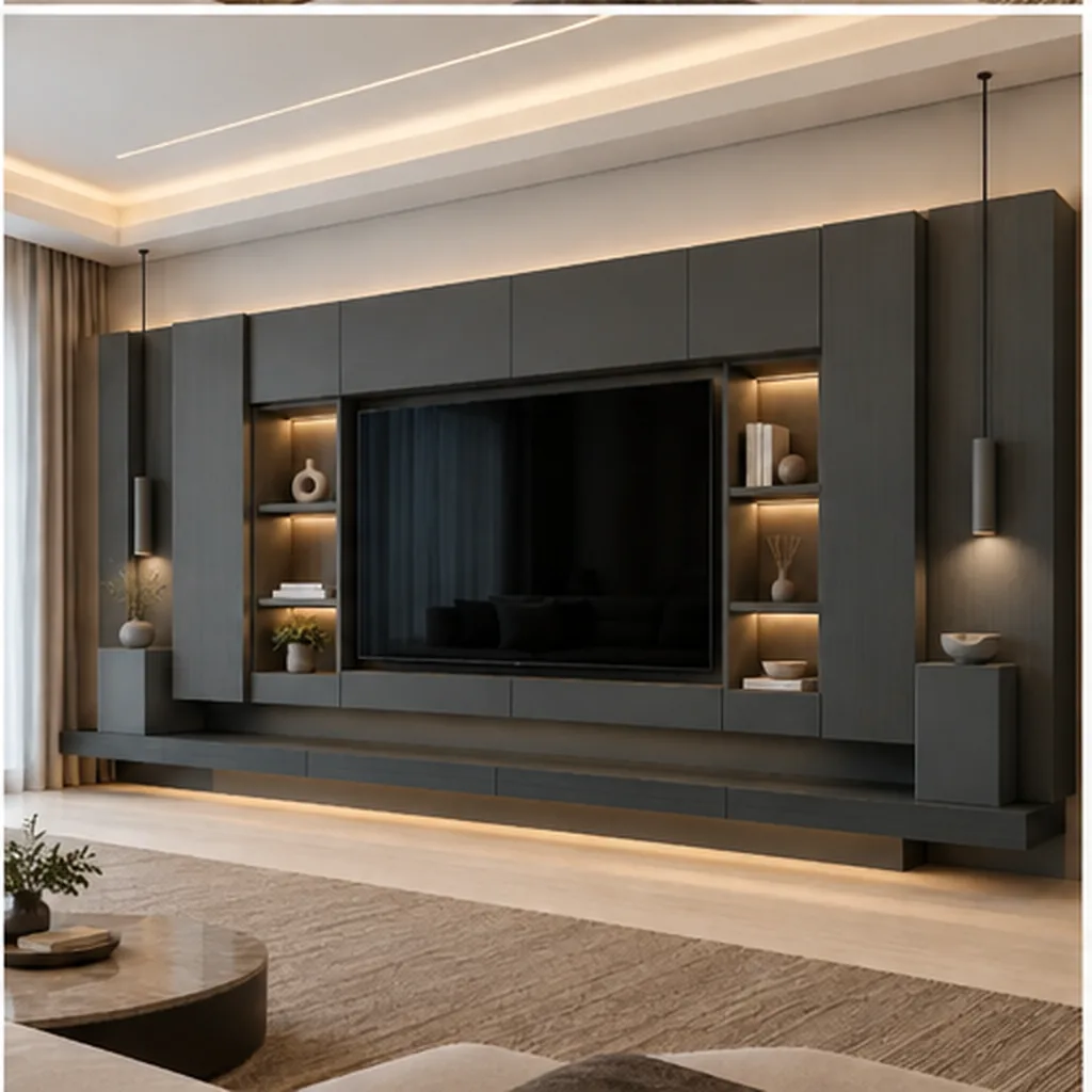 Aurelia Grand TV Wall Console & Entertainment Unit - Charcoal AI
