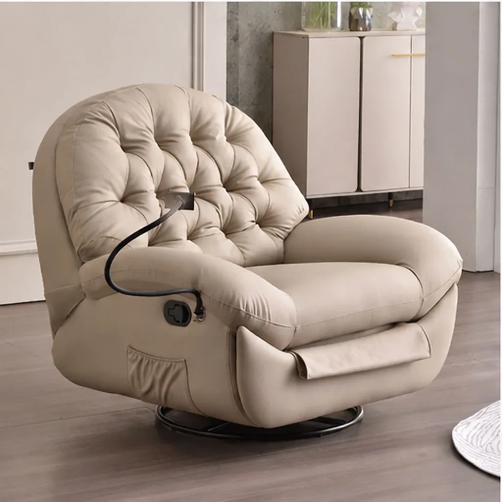 Blair Leather Recliner Lounge Chair - Beige AI