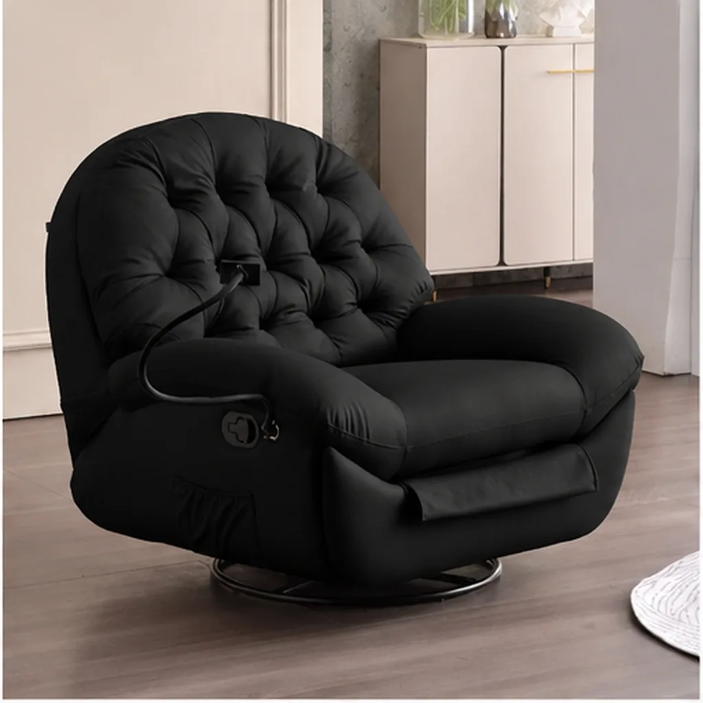 Blair Leather Recliner Lounge Chair - Black AI