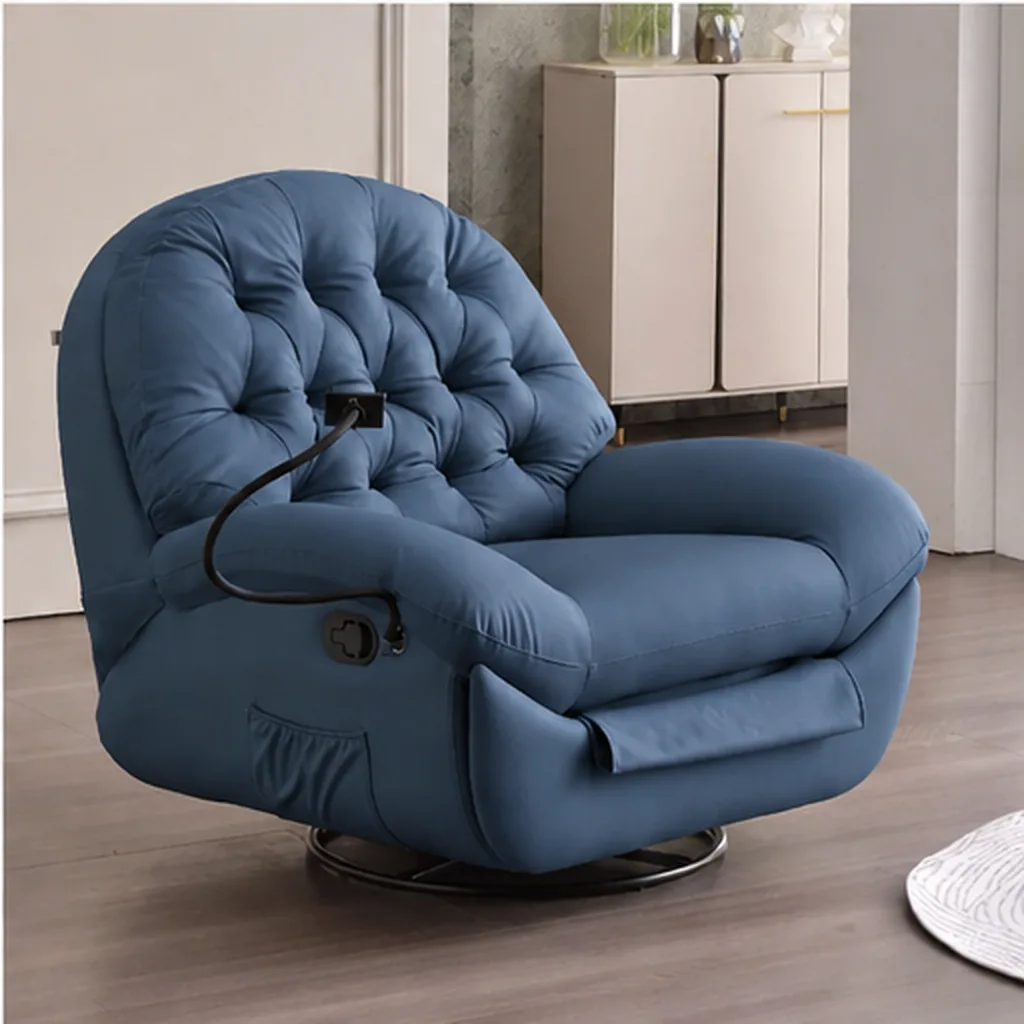 Blair Leather Recliner Lounge Chair - Blue AI