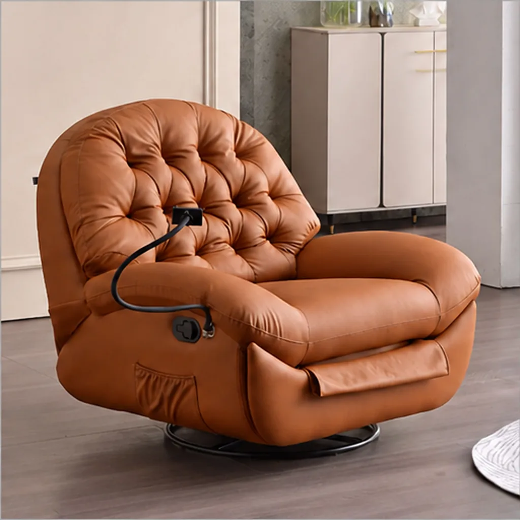Blair Leather Recliner Lounge Chair - Cognac Tan AI