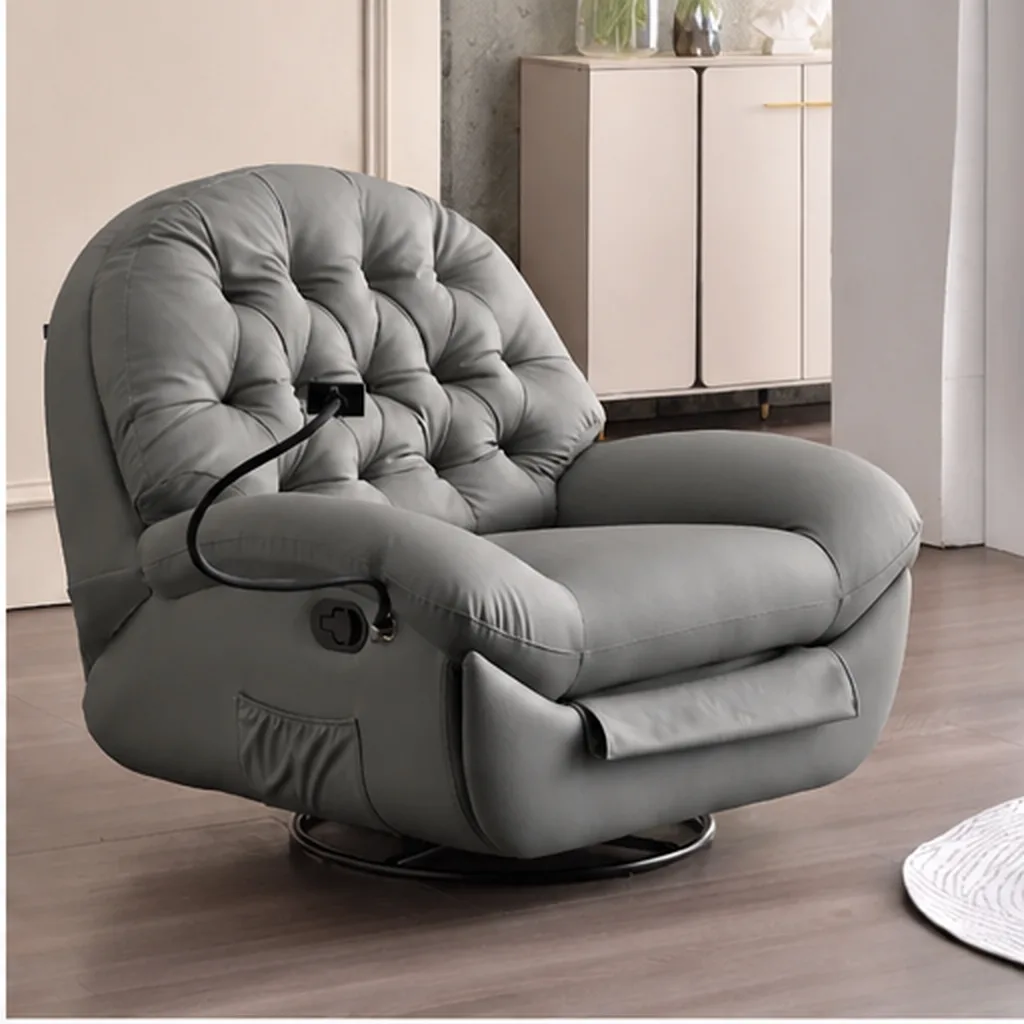 Blair Leather Recliner Lounge Chair - Grey AI