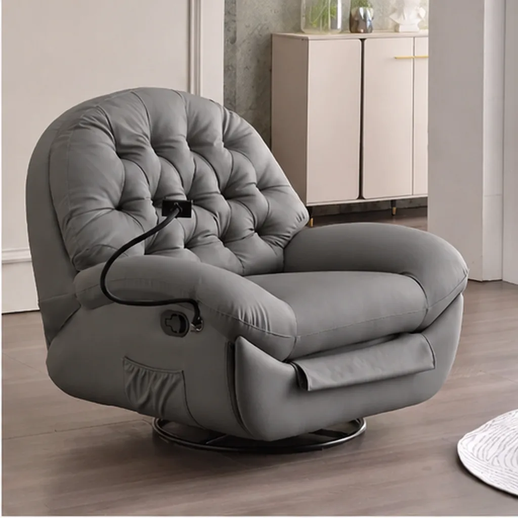 Blair Leather Recliner Lounge Chair - Grey AI