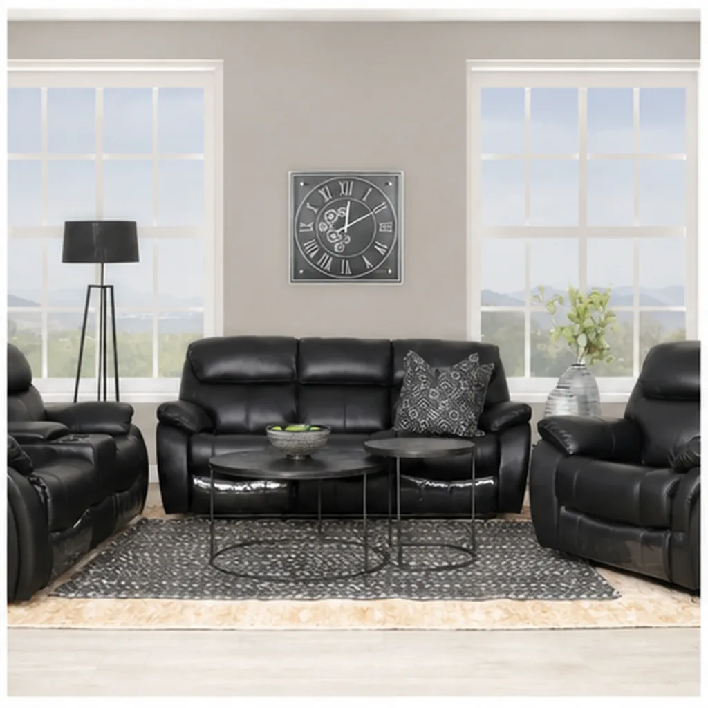 Cairo 3+2+1 Leather Recliner Home Theatre Suite - Black AI