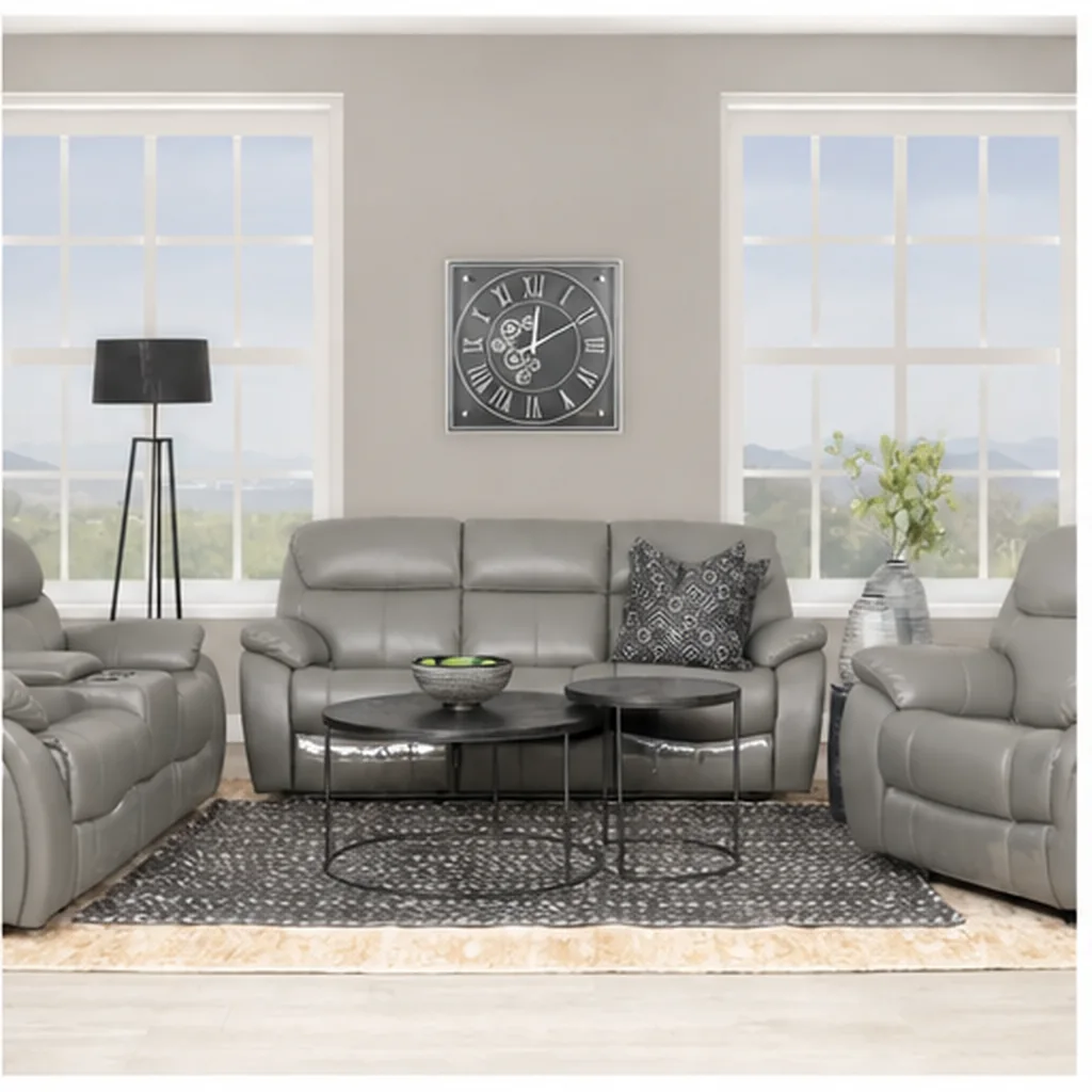Cairo 3+2+1 Leather Recliner Home Theatre Suite - Grey AI
