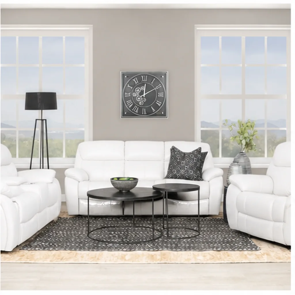 Cairo 3+2+1 Leather Recliner Home Theatre Suite - White AI