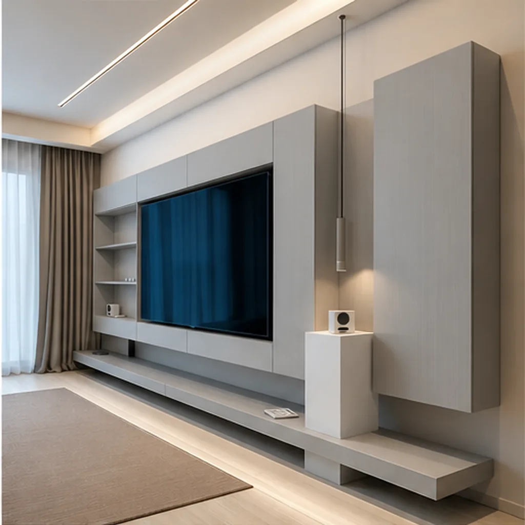Drusus Unit 85-Inch TV Console - Light Grey AI