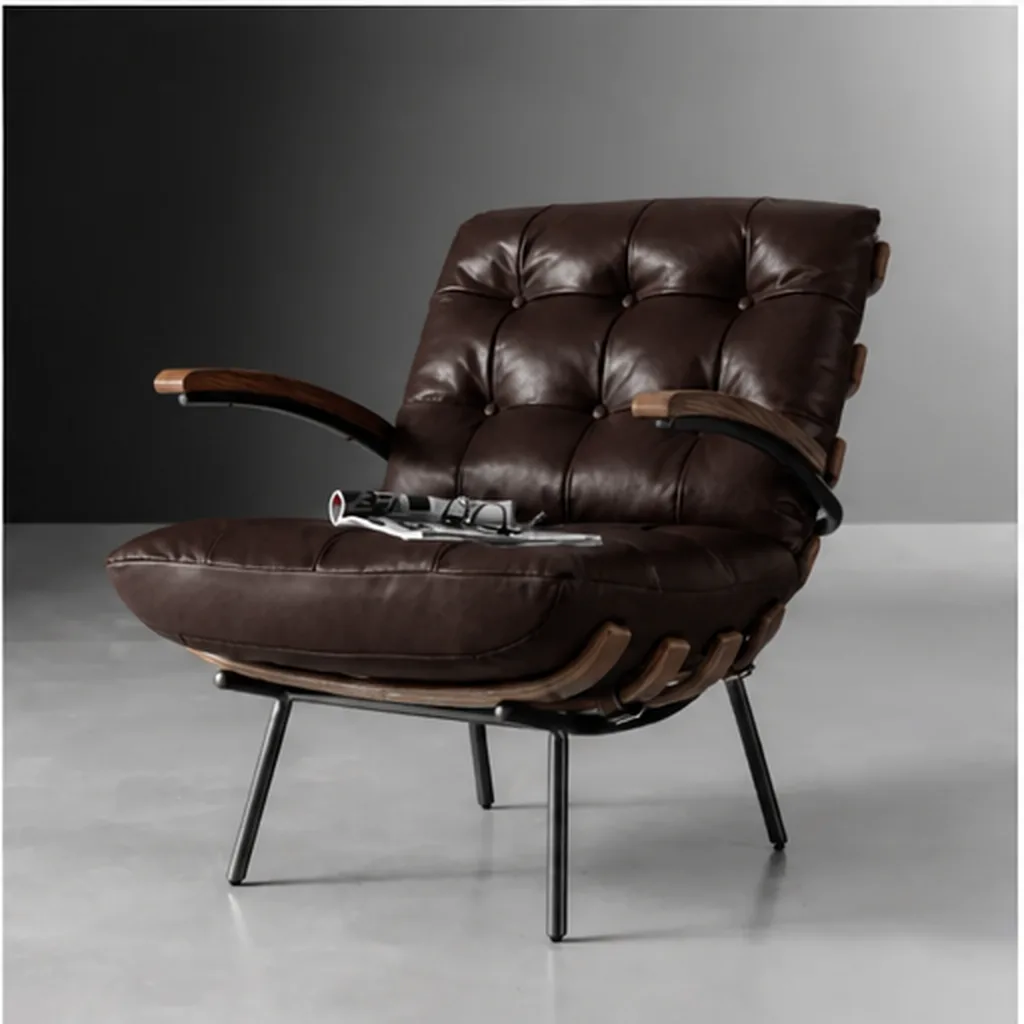 Fidel Leather Armchair – Tan - Dark Brown AI