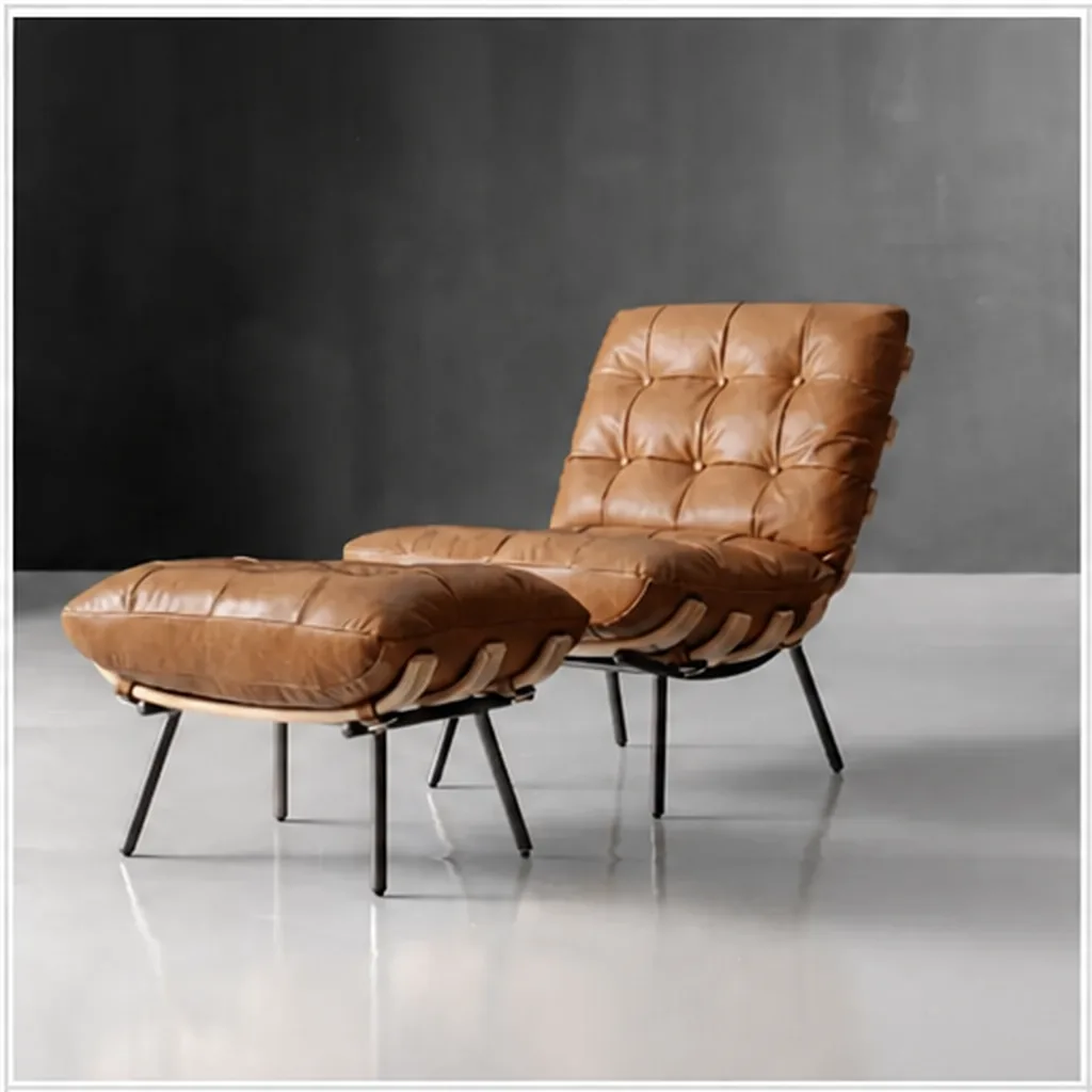 Fidel Leather Lounge Chair – Tan - Medium Tan AI
