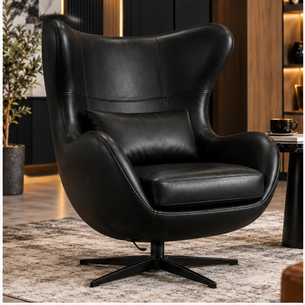 Hawker Genuine Leather Egg Lounge Chair – Tan - Black AI