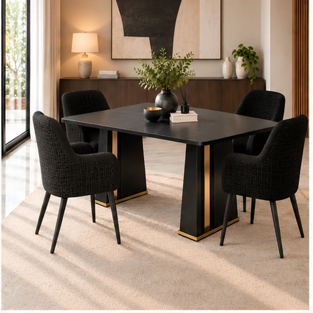 Joanne Premium 4-Seater Dining Set - Black AI