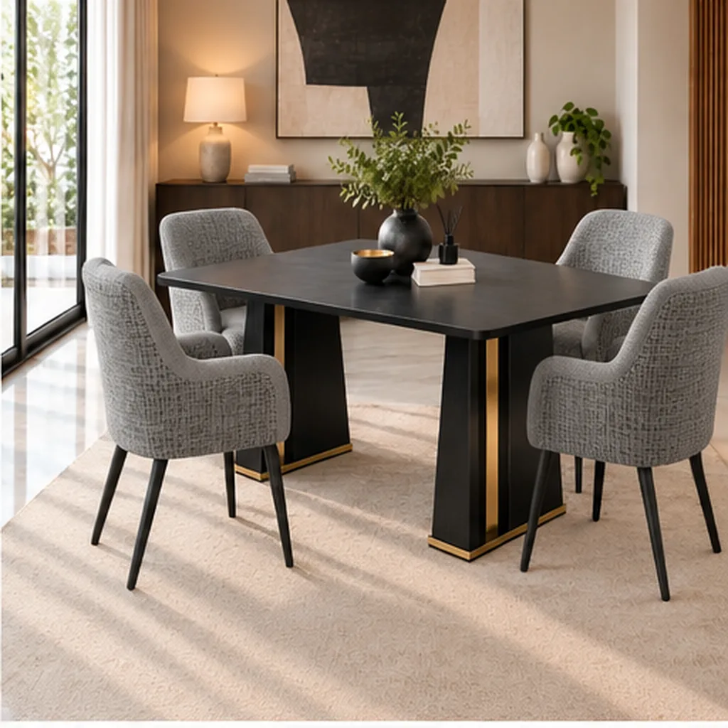 Joanne Premium 4-Seater Dining Set - Grey AI